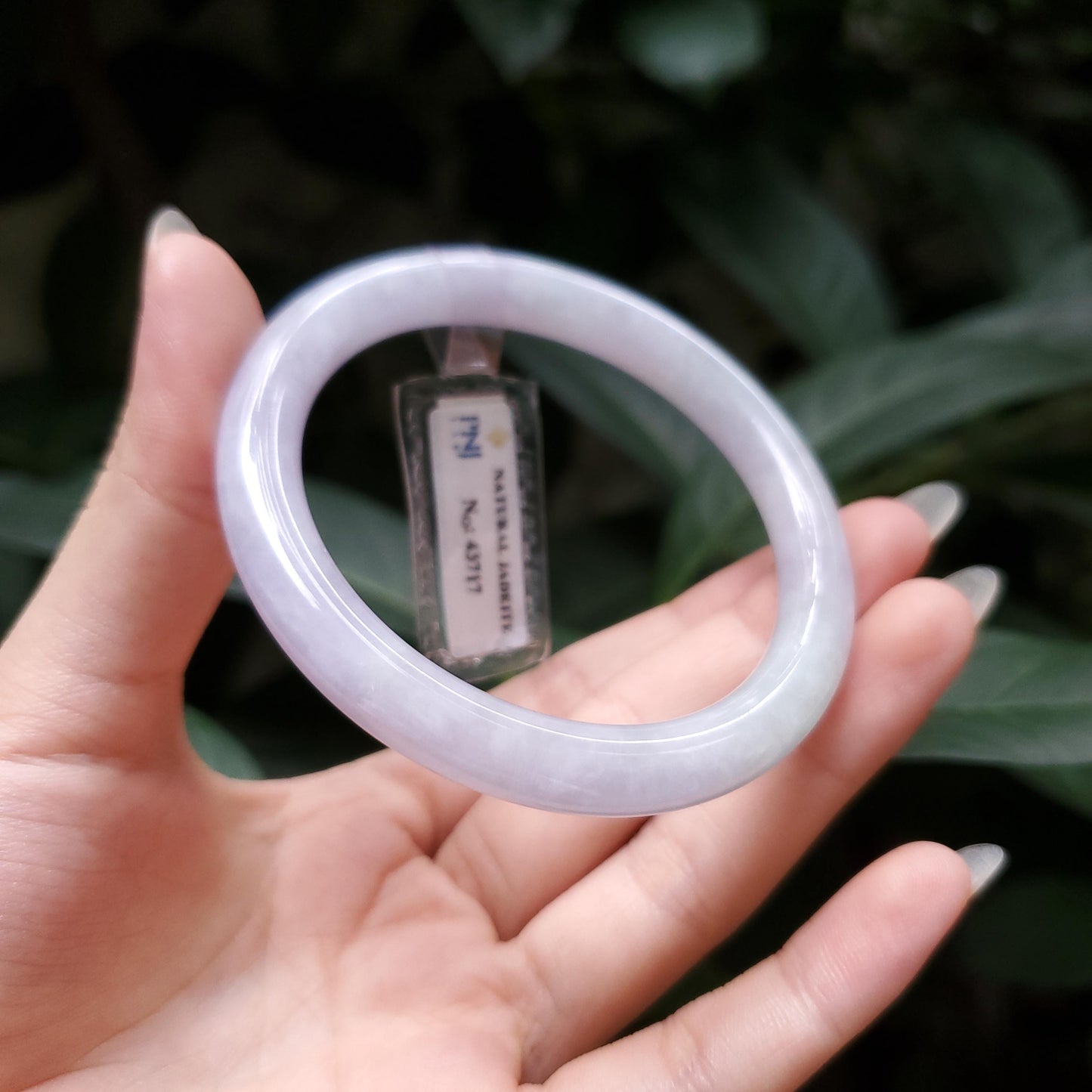 Yingmart  52mm PNJ Certified Natural Color Greenish Grey White Natural Jadeite Jade Bangle Bracelet, Real Gemstone, Gift for Her Mom Sister
