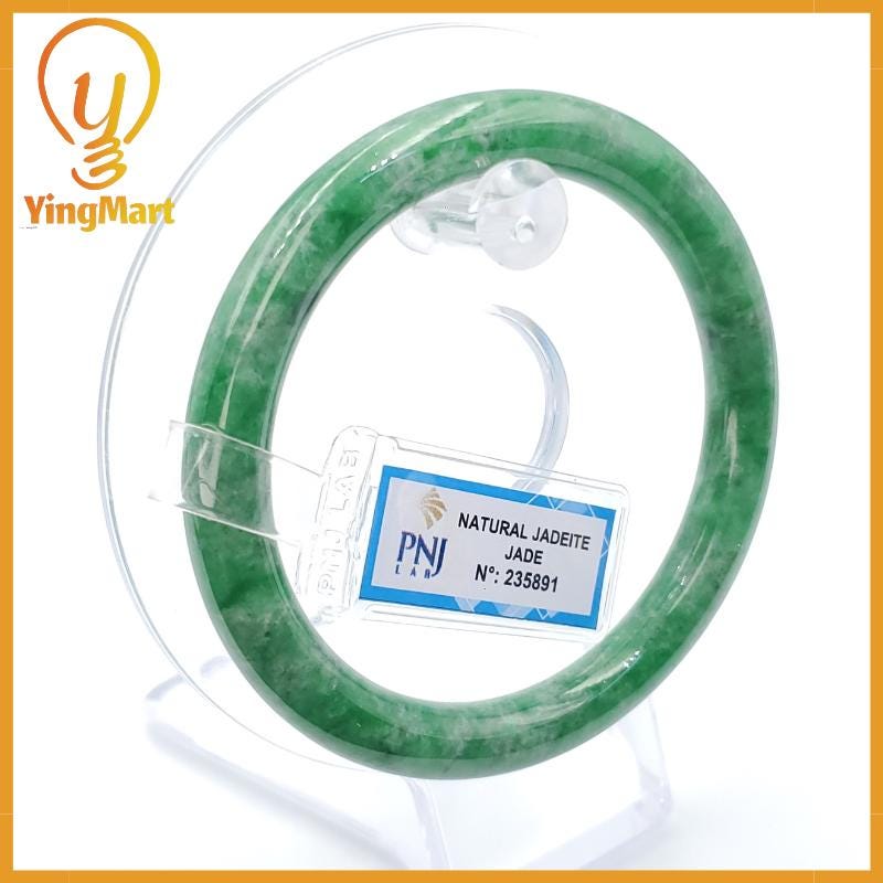 Yingmart 56mm PNJ235891 Certified Natural Green White To Green, Grey Bracelet, Real Gemstone Bracelet, Vintage Jewelry, Gift for her