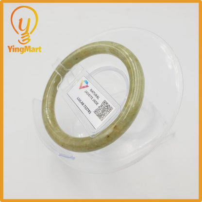 Yingmart 46mm LIULAB Certified Brownish Green Natural Jadeite Jade Thick Bangle Bracelets, Real Gemstone Bracelet