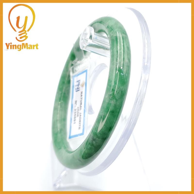 Yingmart 56mm PNJ235891 Certified Natural Green White To Green, Grey Bracelet, Real Gemstone Bracelet, Vintage Jewelry, Gift for her