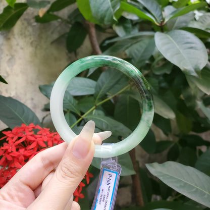 Yingmart 58mm PNJ319567 Certified Natural Green White To Green Bracelet, Real Gemstone Bracelet, Vintage Jewelry, Gift for her