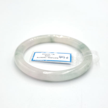 Yingmart 53mm PNJ319542 Certified Natural Color Green White To Green, Yellowish White Natural Jadeite Jade Bangle Bracelet, Real Gemstone