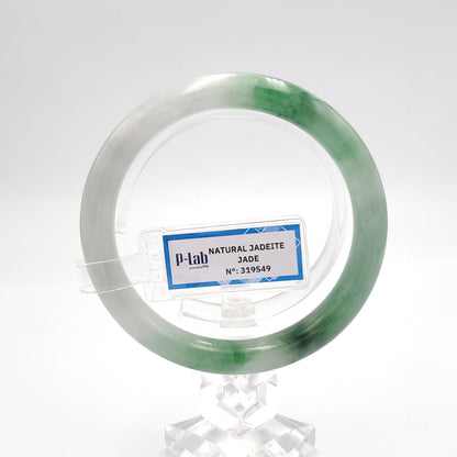 Yingmart 58mm PNJ319549 Certified Natural Color Green White To Dark Green Natural Jadeite Jade Bangle Bracelet, Real Gemstone, Gift for Mom