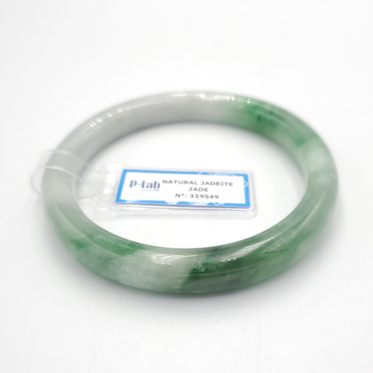 Yingmart 58mm PNJ319549 Certified Natural Color Green White To Dark Green Natural Jadeite Jade Bangle Bracelet, Real Gemstone, Gift for Mom