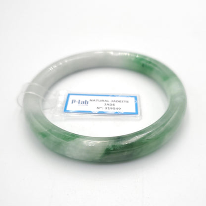 Yingmart 58mm PNJ319549 Certified Natural Color Green White To Dark Green Natural Jadeite Jade Bangle Bracelet, Real Gemstone, Gift for Mom