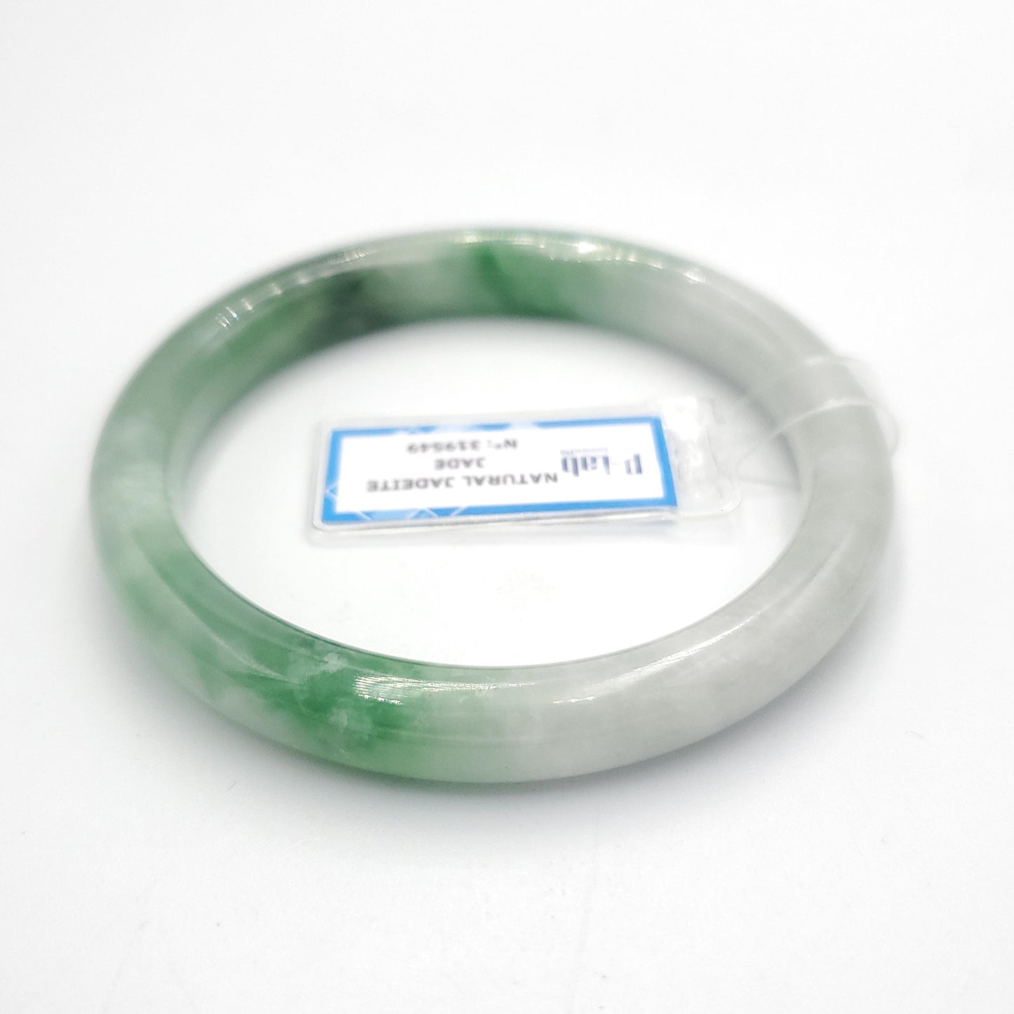 Yingmart 58mm PNJ319549 Certified Natural Color Green White To Dark Green Natural Jadeite Jade Bangle Bracelet, Real Gemstone, Gift for Mom