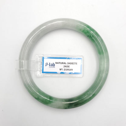 Yingmart 58mm PNJ319549 Certified Natural Color Green White To Dark Green Natural Jadeite Jade Bangle Bracelet, Real Gemstone, Gift for Mom