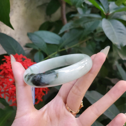 Yingmart 65mm PNJ319565 Certified Natural Green White To Light Green Bracelet, Real Gemstone Bracelet, Vintage Jewelry, Gift for her