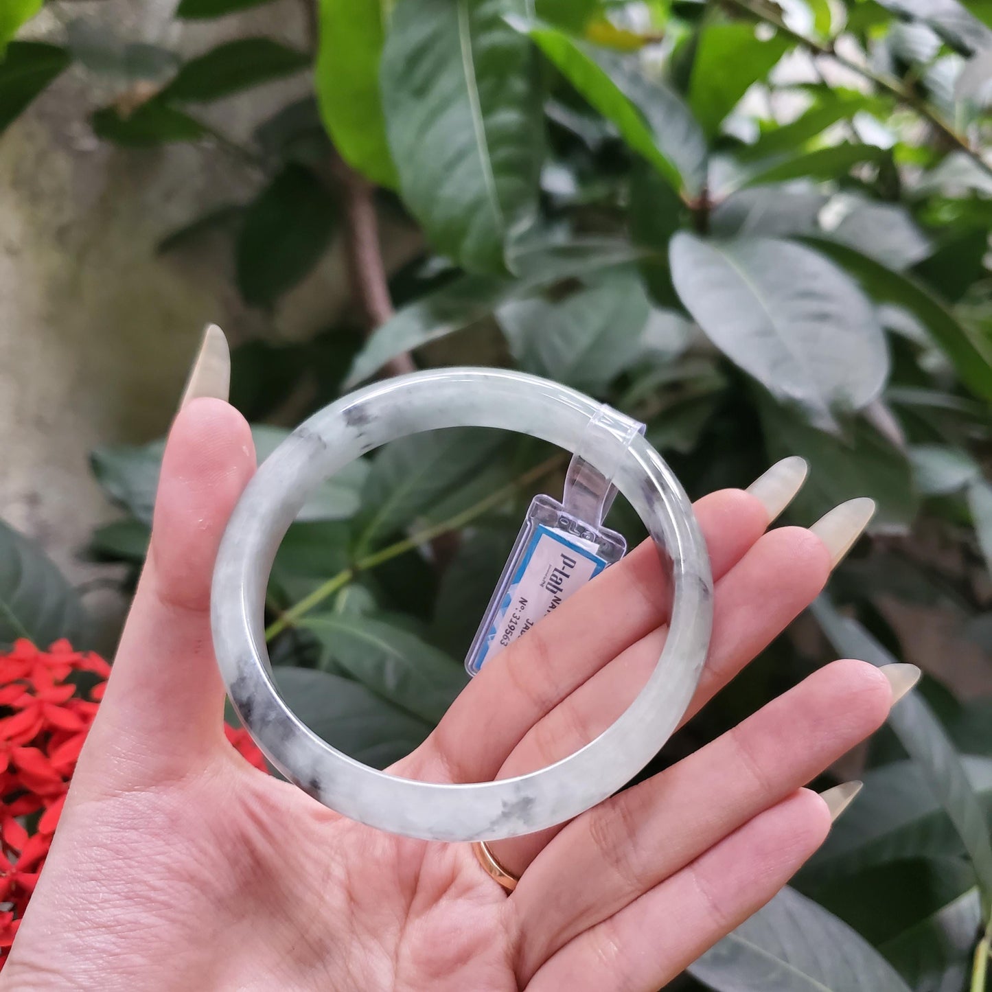 Yingmart 65mm PNJ319563 Certified Natural Green White To Light Green Bracelet, Real Gemstone Bracelet, Vintage Jewelry, Gift for her, mom