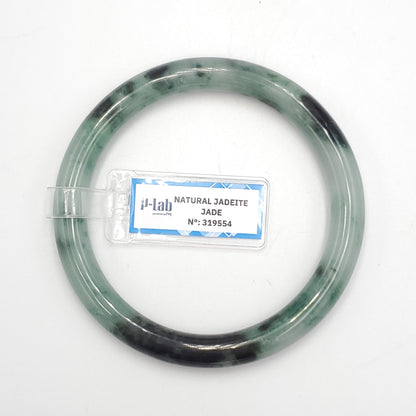 Yingmart 61mm PNJ319554 Certified Natural Color Grey White Natural Jadeite Jade Bangle Bracelet, Real Gemstone, Gift for Her Mom Grandma