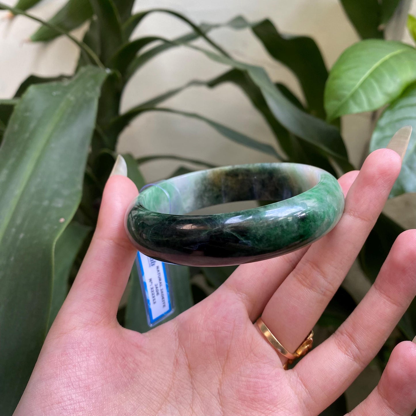 Yingmart 65mm PNJ322313 Certified Natural Green White To Green Bracelet, Real Gemstone Bracelet, Vintage Jewelry, Gift for her