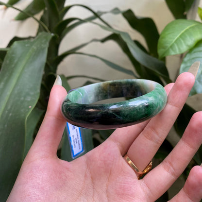 Yingmart 65mm PNJ322313 Certified Natural Green White To Green Bracelet, Real Gemstone Bracelet, Vintage Jewelry, Gift for her