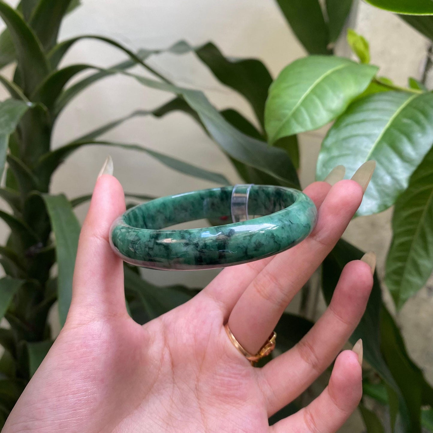 Yingmart 65mm PNJ322318 Certified Natural Green White To Green Bracelet, Real Gemstone Bracelet, Vintage Jewelry, Gift for her