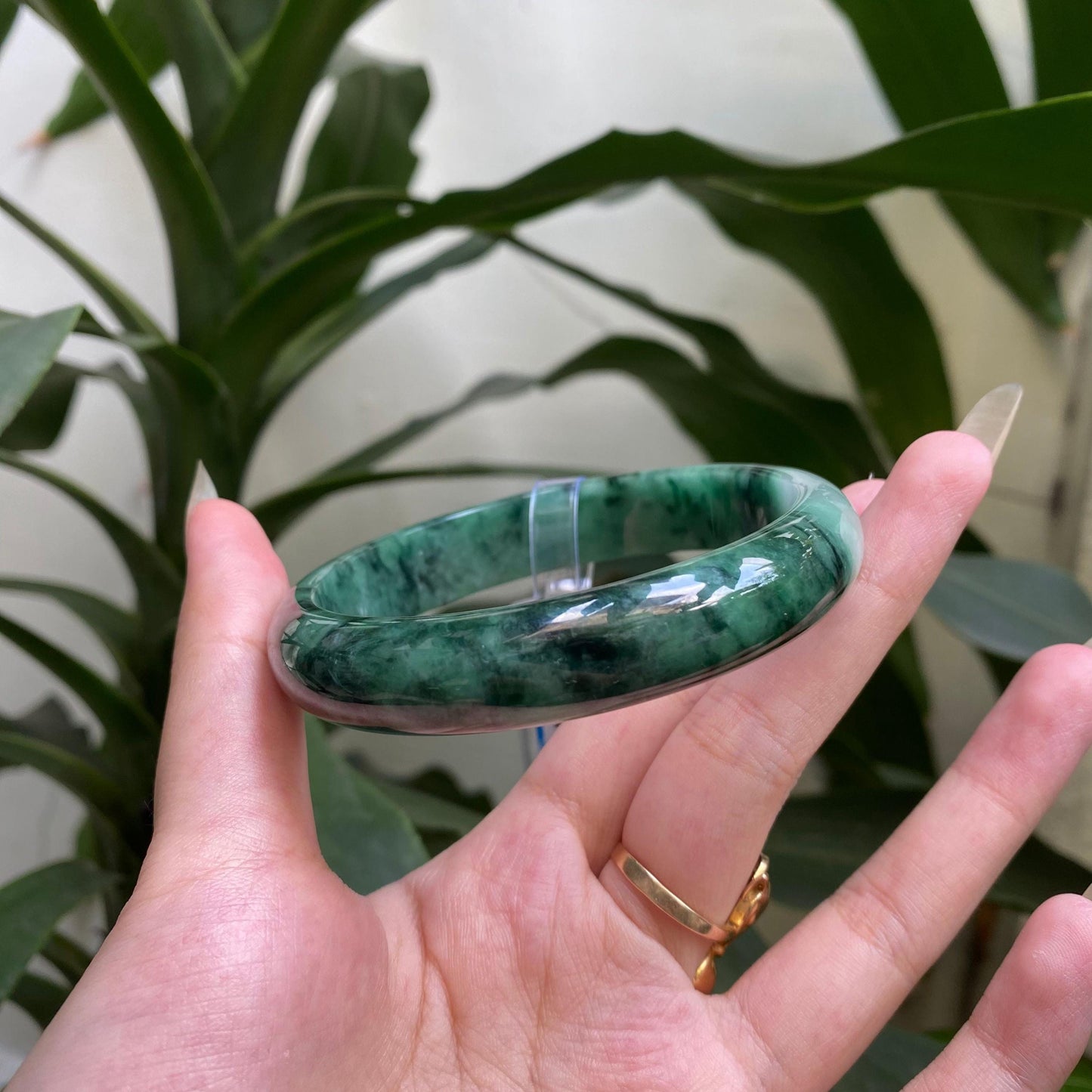 Yingmart 66mm PNJ322319 Certified Natural Green White To Green Bracelet, Real Gemstone Bracelet, Vintage Jewelry, Gift for her