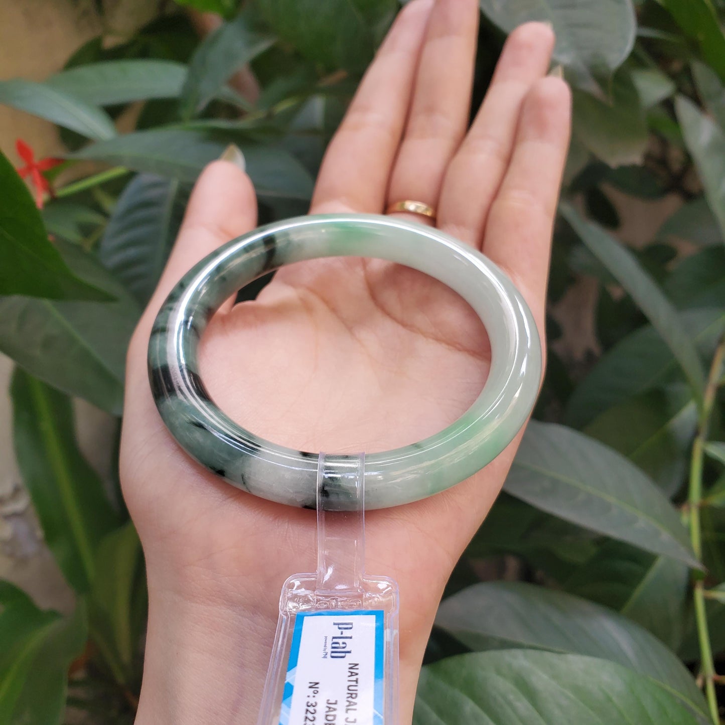 Yingmart 59mm PNJ322332 Certified Natural Green White To Green Bracelet, Real Gemstone Bracelet, Vintage Jewelry, Gift for her