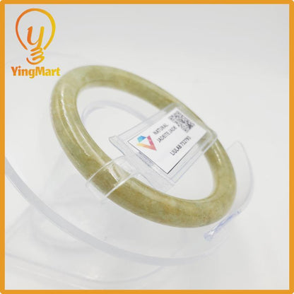 Yingmart 46mm LIULAB Certified Brownish Green Natural Jadeite Jade Thick Bangle Bracelets, Real Gemstone Bracelet