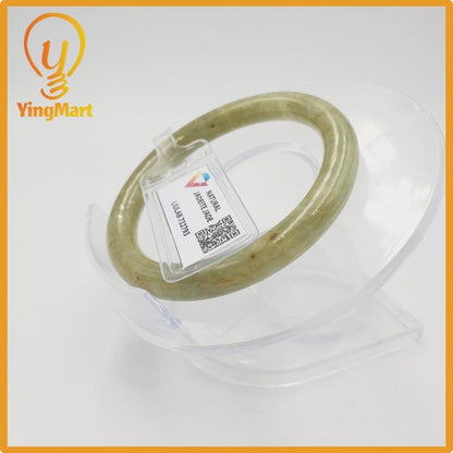 Yingmart 46mm LIULAB Certified Brownish Green Natural Jadeite Jade Thick Bangle Bracelets, Real Gemstone Bracelet