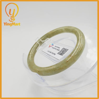 Yingmart 46mm LIULAB Certified Brownish Green Natural Jadeite Jade Thick Bangle Bracelets, Real Gemstone Bracelet