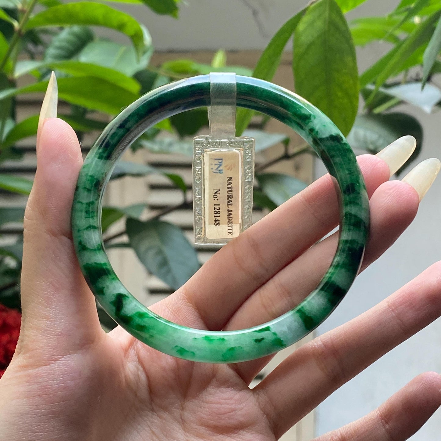Yingmart 66mm PNJ128148 Certified Natural Color Light To Medium Green Natural Jadeite Jade Bangle Bracelet, Real Gemstone, Gift for Her Mom