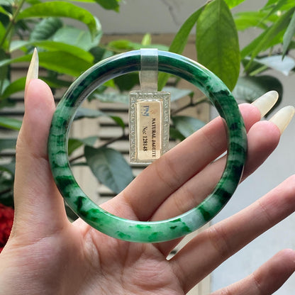 Yingmart 66mm PNJ128148 Certified Natural Color Light To Medium Green Natural Jadeite Jade Bangle Bracelet, Real Gemstone, Gift for Her Mom