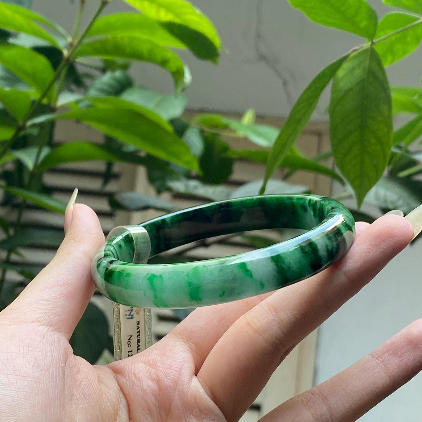 Yingmart 66mm PNJ128148 Certified Natural Color Light To Medium Green Natural Jadeite Jade Bangle Bracelet, Real Gemstone, Gift for Her Mom