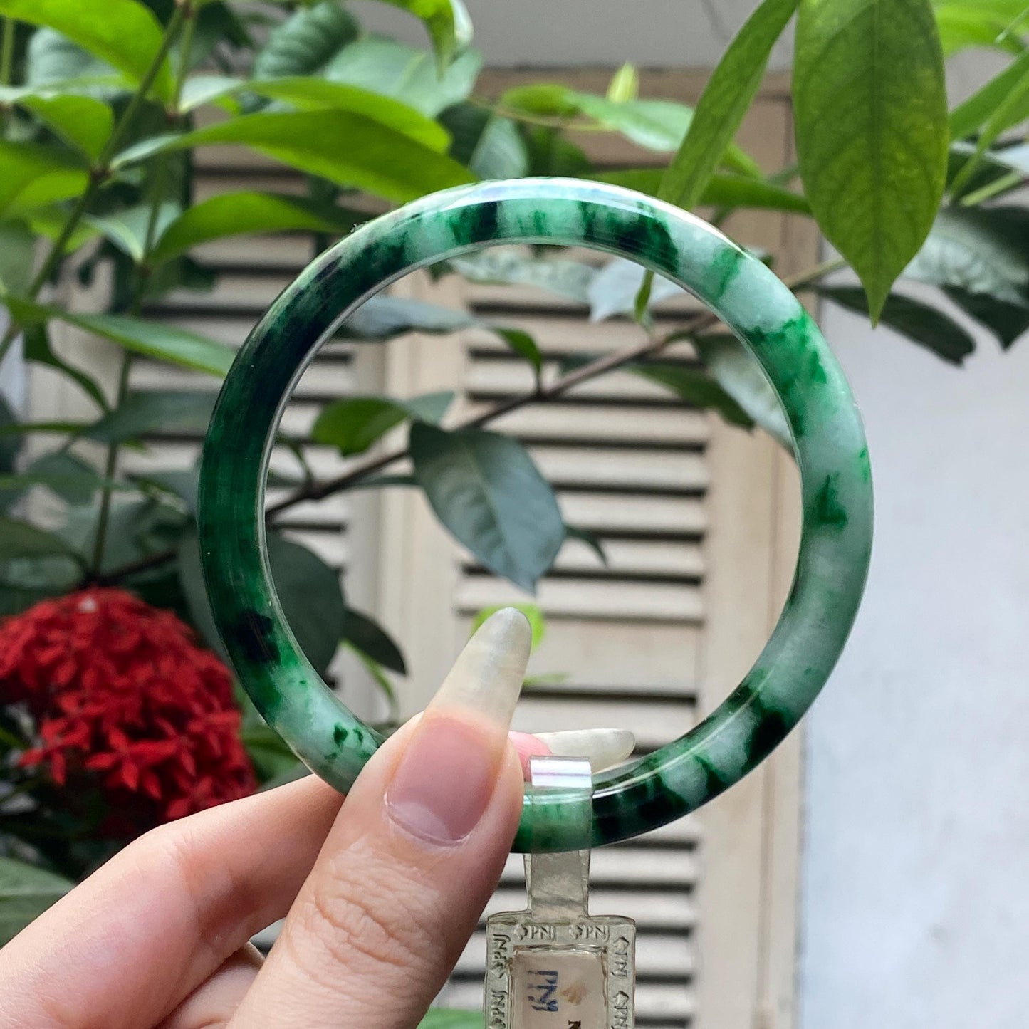 Yingmart 66mm PNJ128148 Certified Natural Color Light To Medium Green Natural Jadeite Jade Bangle Bracelet, Real Gemstone, Gift for Her Mom