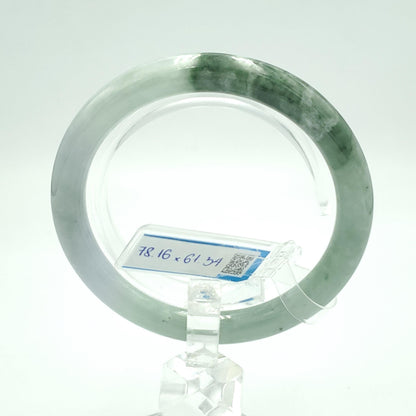 Yingmart 61mm PNJ317600 Certified Natural Color Green White To Dark Greyish Green Natural Jadeite Jade Bangle Bracelet, Real Gemstone