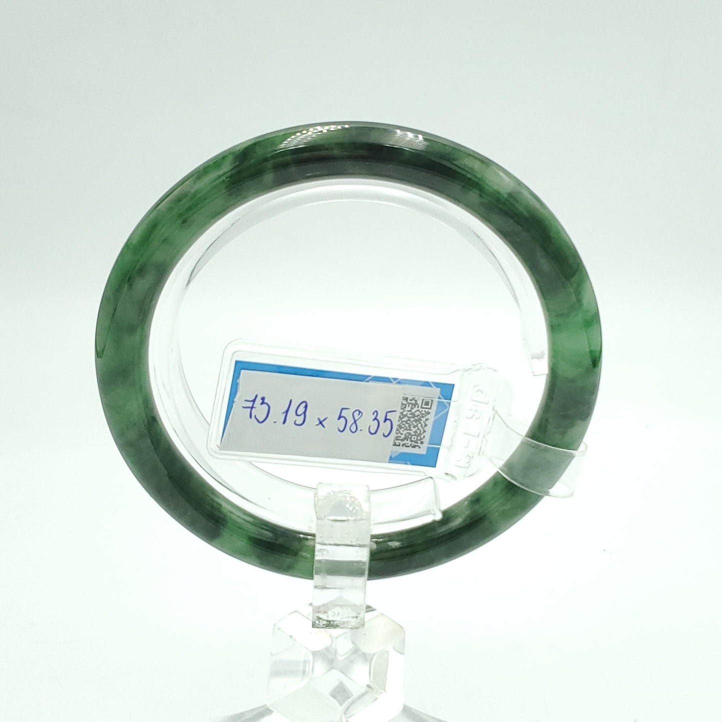 Yingmart 58 mm PNJ317601 Certified Natural Color Grey White Natural Jadeite Jade Bangle Bracelet, Real Gemstone, Gift for Her Mom Grandma