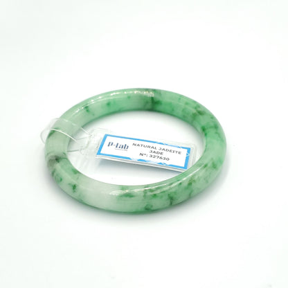 Yingmart 51mm PNJ327630 Certified Natural Color Grey White Natural Jadeite Jade Bangle Bracelet, Real Gemstone, Gift for Her Mom Grandma