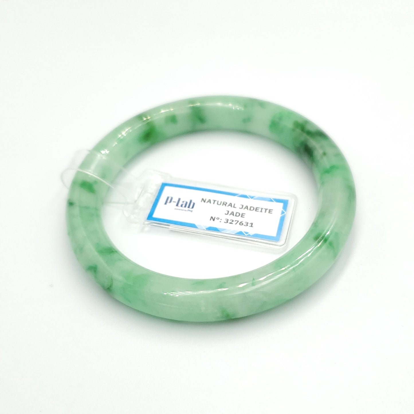 Yingmart 54mm PNJ327631 Certified Natural Color Grey White Natural Jadeite Jade Bangle Bracelet, Real Gemstone, Gift for Her Mom Grandma