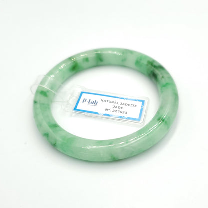 Yingmart 54mm PNJ327631 Certified Natural Color Grey White Natural Jadeite Jade Bangle Bracelet, Real Gemstone, Gift for Her Mom Grandma