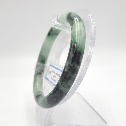 Yingmart 61mm PNJ317603 Certified Natural Color Grey White Natural Jadeite Jade Bangle Bracelet, Real Gemstone, Gift for Her Mom Grandma