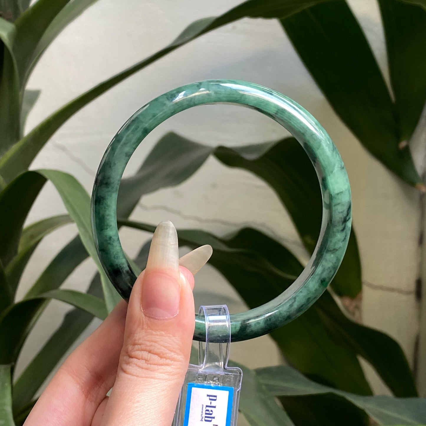 Yingmart 65mm PNJ322317 Certified Natural Color Grey White Natural Jadeite Jade Bangle Bracelet, Real Gemstone, Gift for Her Mom Grandma