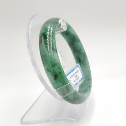Yingmart 65mm PNJ322320 Certified Natural Color Green White To Green Natural Jadeite Jade Bangle Bracelet, Real Gemstone, Gift for Her Mom