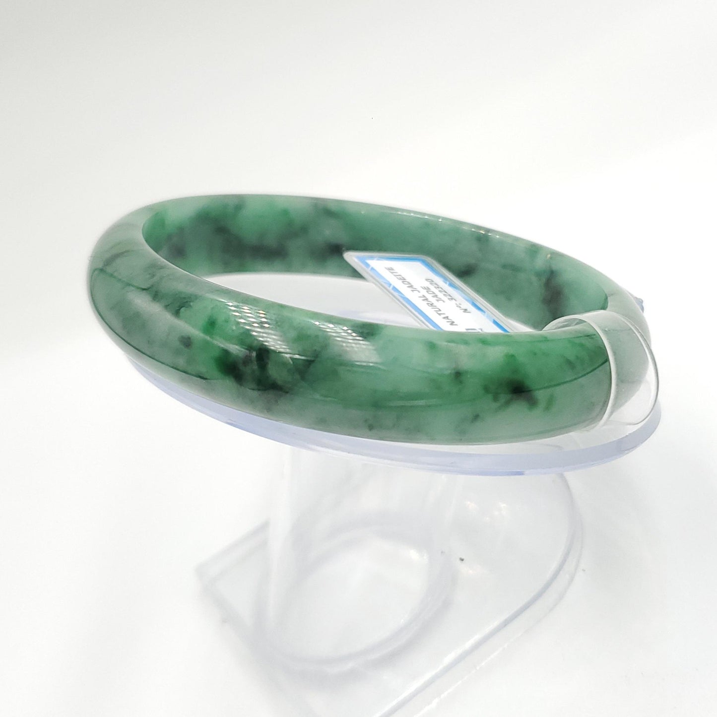 Yingmart 65mm PNJ322320 Certified Natural Color Green White To Green Natural Jadeite Jade Bangle Bracelet, Real Gemstone, Gift for Her Mom