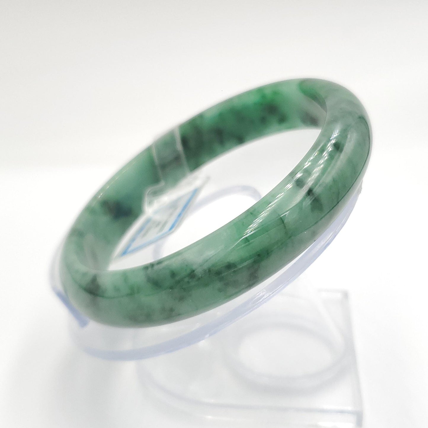 Yingmart 65mm PNJ322320 Certified Natural Color Green White To Green Natural Jadeite Jade Bangle Bracelet, Real Gemstone, Gift for Her Mom