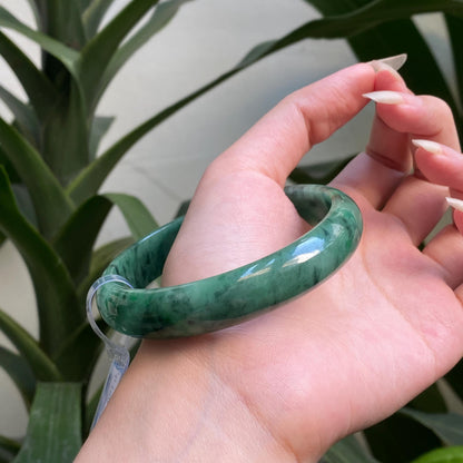 Yingmart 65mm PNJ322320 Certified Natural Color Green White To Green Natural Jadeite Jade Bangle Bracelet, Real Gemstone, Gift for Her Mom