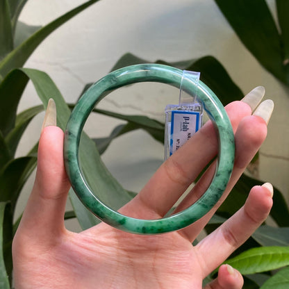 Yingmart 65mm PNJ322320 Certified Natural Color Green White To Green Natural Jadeite Jade Bangle Bracelet, Real Gemstone, Gift for Her Mom