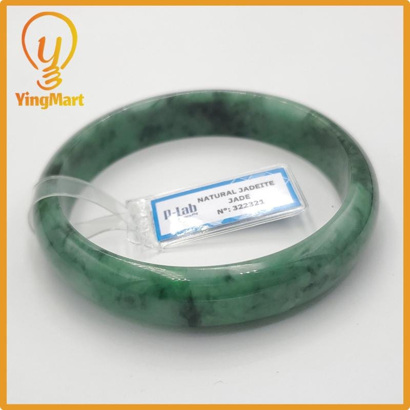 Yingmart 66mm PNJ322321 Certified Natural Color Green White To Green Natural Jadeite Jade Bangle Bracelet, Real Gemstone, Gift for Her Mom