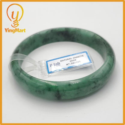 Yingmart 66mm PNJ322321 Certified Natural Color Green White To Green Natural Jadeite Jade Bangle Bracelet, Real Gemstone, Gift for Her Mom