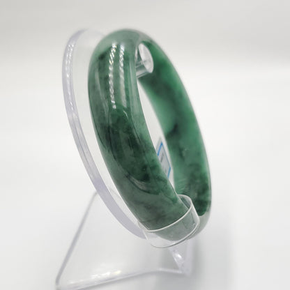 Yingmart 65mm PNJ322322 Certified Natural Color Green White To Green Natural Jadeite Jade Bangle Bracelet, Real Gemstone, Gift for Her Mom