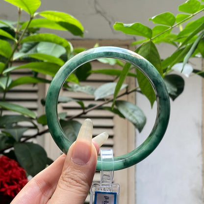 Yingmart 65mm PNJ322322 Certified Natural Color Green White To Green Natural Jadeite Jade Bangle Bracelet, Real Gemstone, Gift for Her Mom