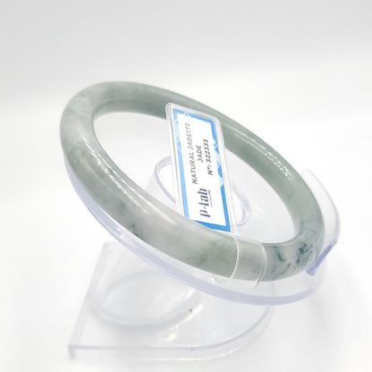 Yingmart 61mm PNJ322331 Certified Natural Color Light Greyish Green Natural Jadeite Jade Bangle Bracelet, Real Gemstone, Gift for Her