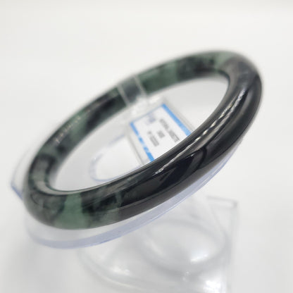 Yingmart 60mm PNJ322333 Certified Natural Color Green White To Greyish Green Natural Jadeite Jade Bangle Bracelet, Real Gemstone