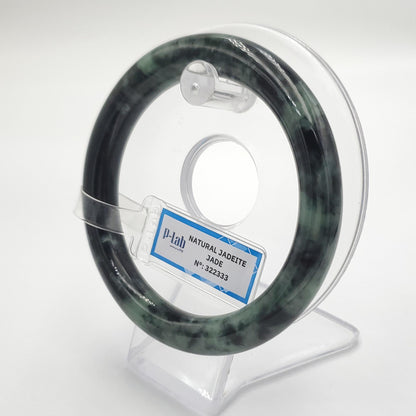 Yingmart 60mm PNJ322333 Certified Natural Color Green White To Greyish Green Natural Jadeite Jade Bangle Bracelet, Real Gemstone