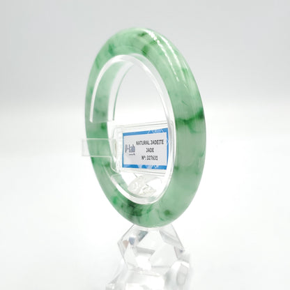 Yingmart 54mm PNJ327631 Certified Natural Color Grey White Natural Jadeite Jade Bangle Bracelet, Real Gemstone, Gift for Her Mom Grandma