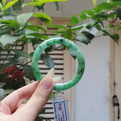 Yingmart 51mm PNJ327630 Certified Natural Color Grey White Natural Jadeite Jade Bangle Bracelet, Real Gemstone, Gift for Her Mom Grandma