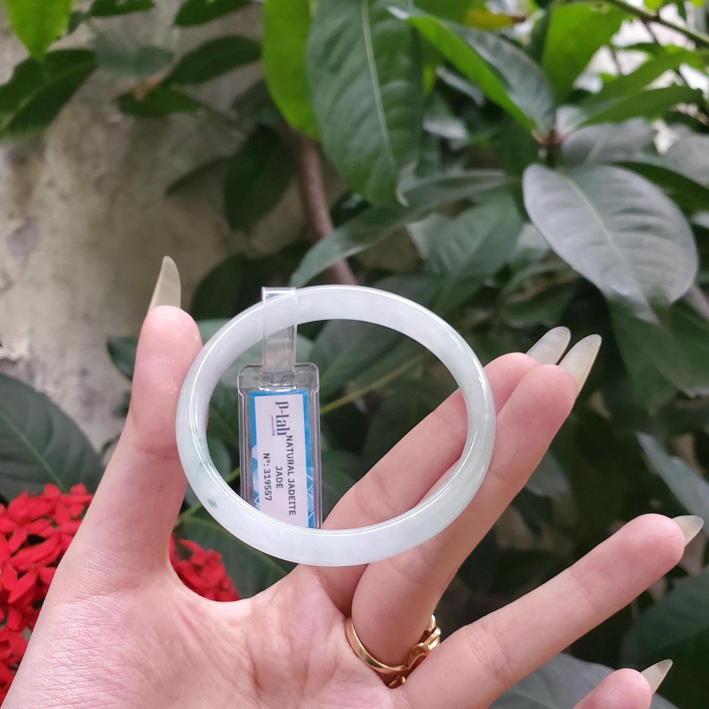 Yingmart 56mm PNJ319557 Certified Natural Green White To Greyish Green Bracelet, Real Gemstone Bracelet, Vintage Jewelry, Gift for her