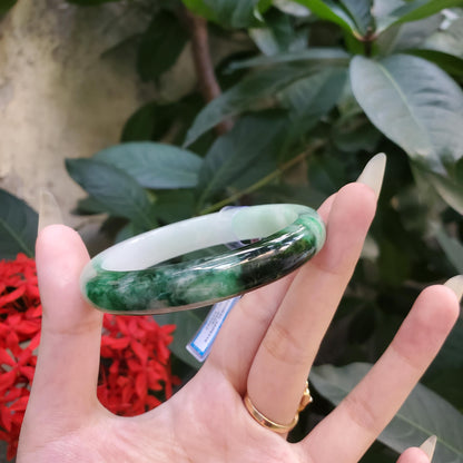 Yingmart 58mm PNJ319567 Certified Natural Green White To Green Bracelet, Real Gemstone Bracelet, Vintage Jewelry, Gift for her