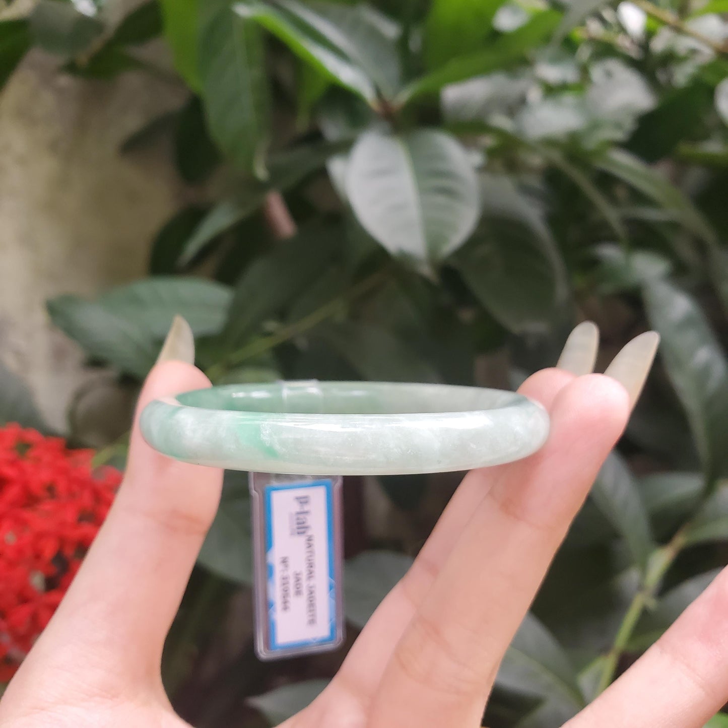 Yingmart 51mm PNJ319544 Certified Natural Green White To Green Bracelet, Real Gemstone Bracelet, Vintage Jewelry, Gift for her
